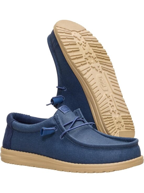 ?Men\'s Waxed Navy Textile Synthetic low Top Comfortable Lightweight loafers main image 5